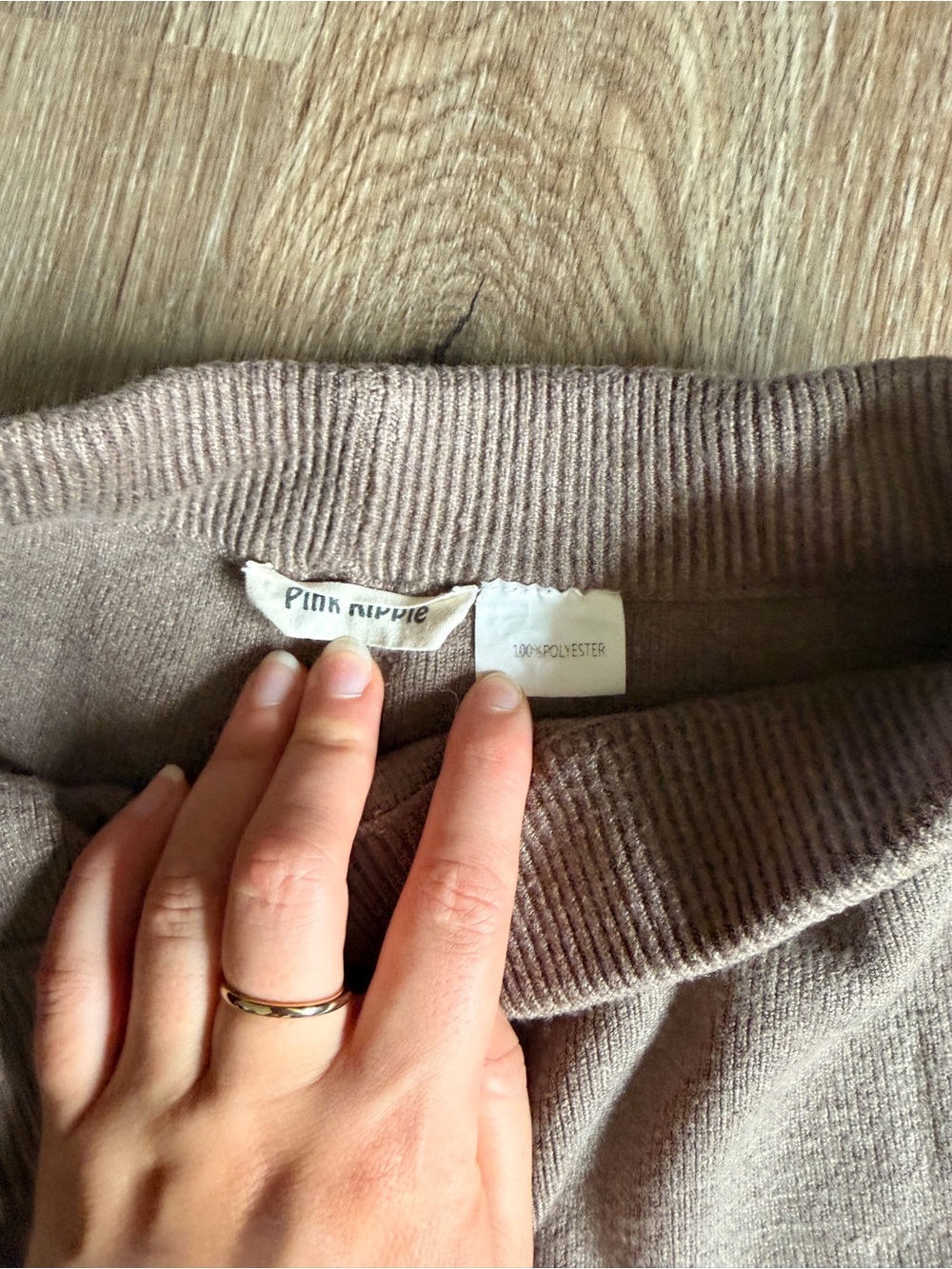Knit Wide-Leg Drawstring Pants - Brown - Picture 3 of 4